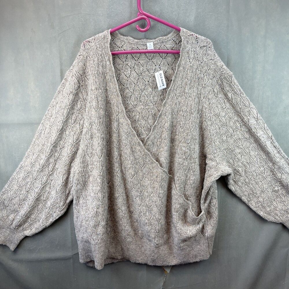 Old Navy Women's Beige Patterned Knit Wrap Pullover Sweater XXXXL